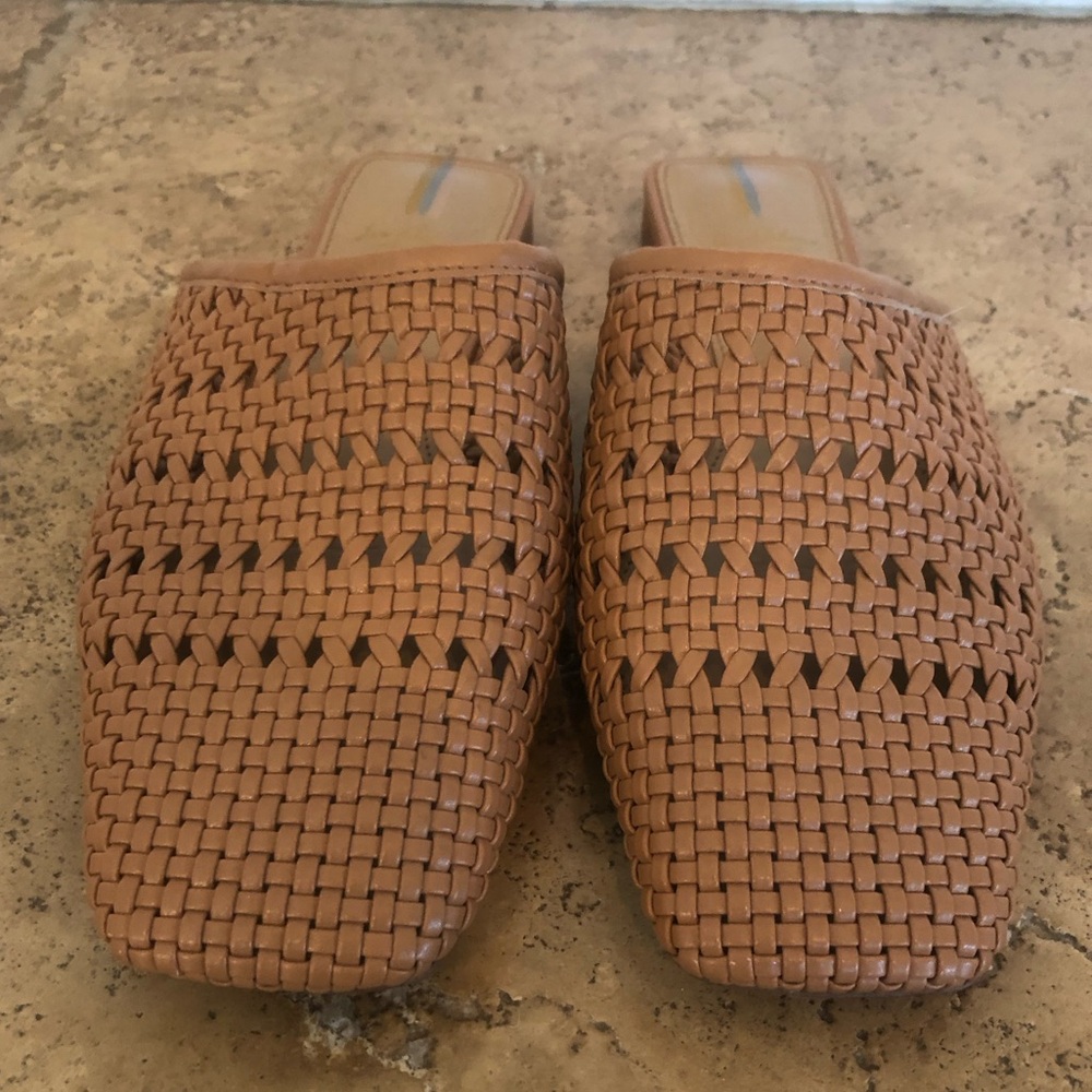 SAM EDELMAN - LEONA WOVEN MULES + TAN/6.5